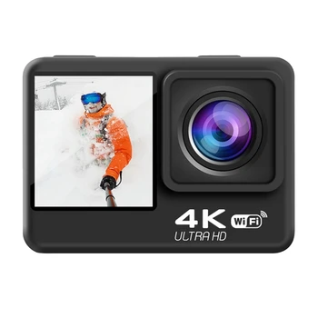 Привод 4K 60FPS Wifi Экшн-камера DV с двойным экраном 170 ° Широкоугольная 30-метровая водонепроницаемая спортивная камера