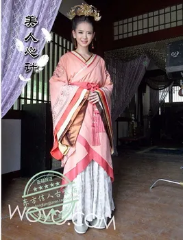Принцесса Гуаньтао Розовая вышивка Традиционный костюм Ханьфу Цюйцзюй Телевизионная пьеса Схемы красоты Актуальный товар на Фото