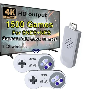 Ретро Игровая консоль HD Video Game Stick с 1500 играми для SNES, беспроводной контроллер, 16-битный портативный игровой плеер для NES