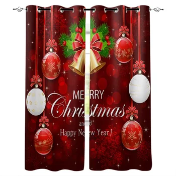 С Новым годом! Рождественский декор Солнцезащитные Шторы 2 панели Бесплатная доставка Роскошные шторы для гостиной Спальни Дома на окно