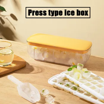 Тип пресса Силиконовая квадратная форма для льда Лотки для кубиков льда, форма для крышки, Коробка для хранения, креативный инструмент, Устройство для приготовления кубиков льда, прохладительные напитки, Кухонный бар, Новинка