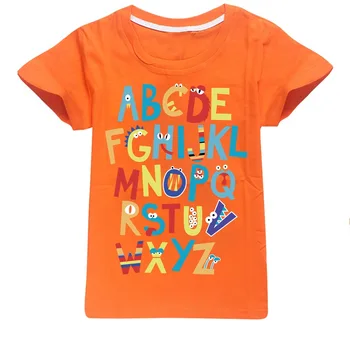 Футболка с алфавитом для мальчиков, детские футболки с принтами, модная летняя футболка с коротким рукавом, лидер продаж, детская повседневная уличная одежда