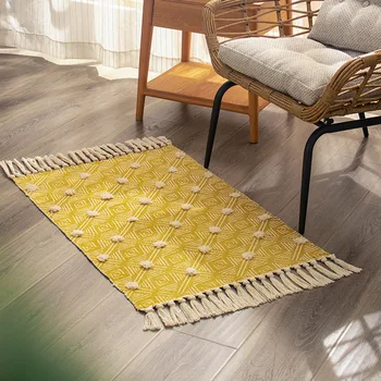 Японские ковры для спальни, нескользящий противообрастающий коврик для пола, тканый ковер с кисточками для гостиной, Декор двери в спальню